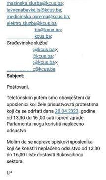 Poziv uposlenicima KCUS-a - Avaz