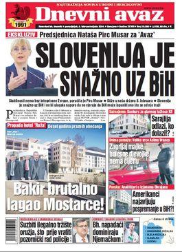 Naslovnica današnjeg "Dnevnog avaza" - Avaz