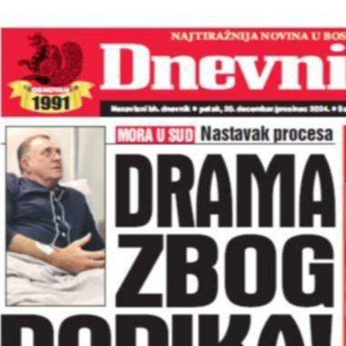 U današnjem "Dnevnom avazu" čitajte o drami zbog Dodika!