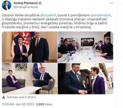 Objava Plenkovića na Twitteru  - Avaz