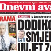 U dvobroju "Dnevnog avaza" čitajte: Dodikova smjena uvjet za EU