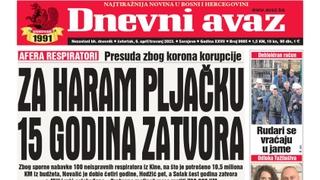 Danas u "Dnevnom avazu" čitajte: Za haram pljačku 15 godina zatvora