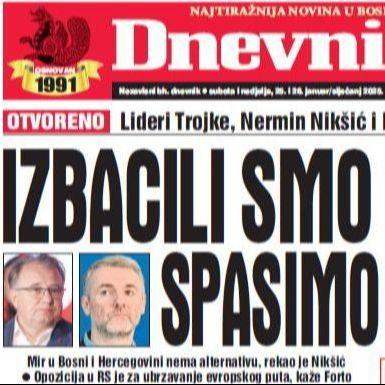 U dvobroju "Dnevnog avaza" čitajte izjave lidera Trojke, Nermina Nikšića i Edina Forte o napuštanju koalicije sa SNSD-om