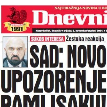 U današnjem "Dnevnom avazu" čitajte: Amerikanci poslali novo upozorenje Rami Isaku!