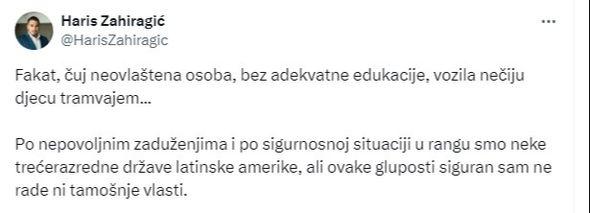Objava Harisa Zahiragića - Avaz