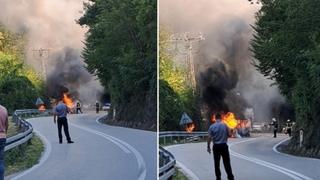 Video / Drama kod Jablanice: Zapalio se kombi u vožnji, vatrogasci se bore s vatrom