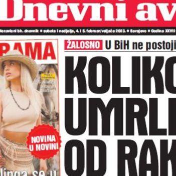 U dvobroju "Dnevnog avaza" čitajte: Koliko je umrlih od raka