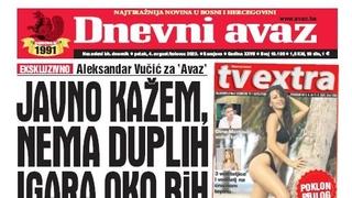 U današnjem "Dnevnom avazu" čitajte: Javno kažem, nema duplih igara oko BiH 