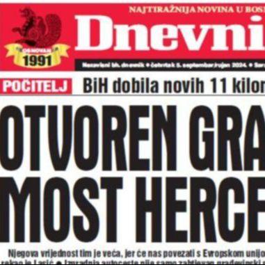 U današnjem "Dnevnom avazu" čitajte: Otvoren grandiozni most Hercegovina