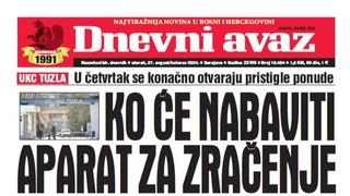 U današnjem "Dnevnom avazu" čitajte: Ko će nabaviti aparat za zračenje