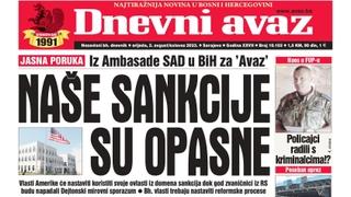 U današnjem "Dnevnom avazu" čitajte: Naše sankcije su opasne