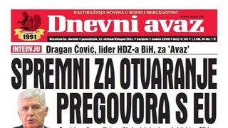 Danas u "Dnevnom avazu" čitajte: Spremni za otvaranje pregovora s EU