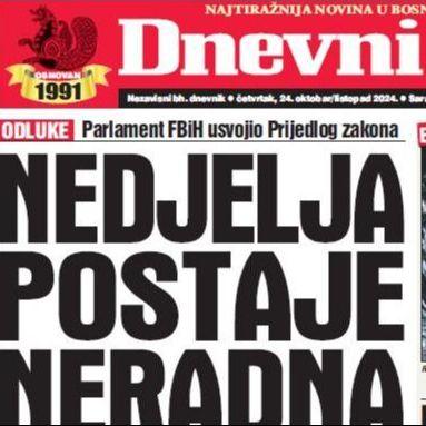 U današnjem "Dnevnom avazu" čitajte o nedjelji koja postaje neradna u trgovini