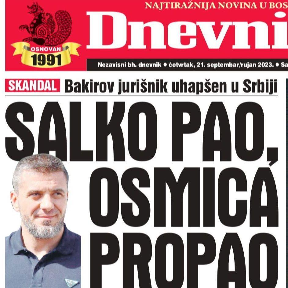 U današnjem izdanju "Dnevnog avaza" čitajte: Salko pao, Osmica propao