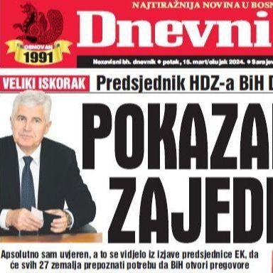 U današnjem "Dnevnom avazu" čitajte: Pokazali smo zajedništvo