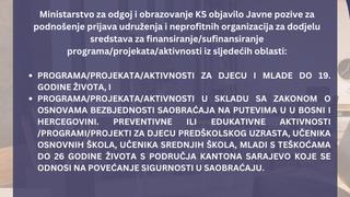 Ministarstvo za odgoj i obrazovanje KS - Javni pozivi za sufinansiranje projekata