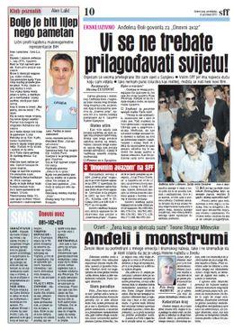 Tekst iz "Dnevnog avaza" objavljen 9. jula 2012. godine - Avaz